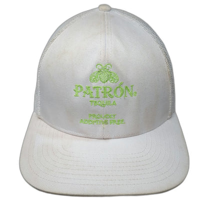 Cap America Trucker Hat White One Size Patron Tequila Bee Additive Free Snapback
