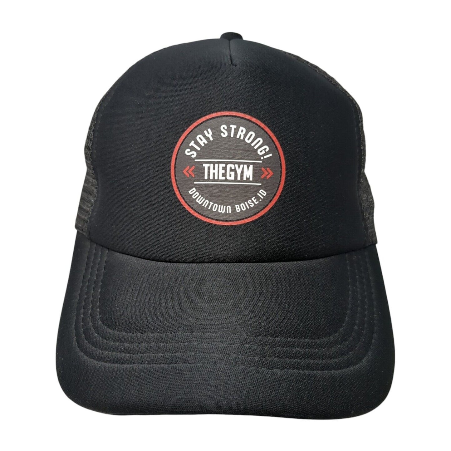 Stay Strong The Gym Downtown Boise ID Snapback Trucker Hat Black OS Mesh Back