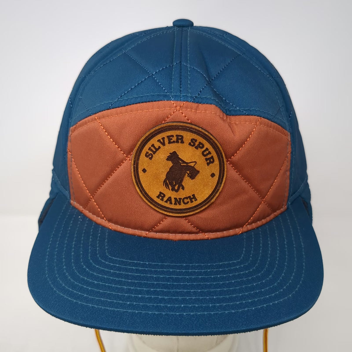 You Know Baseball Cap Blue OSFM Quilted Ear Flaps Silver Spur Ranch Patch Hat