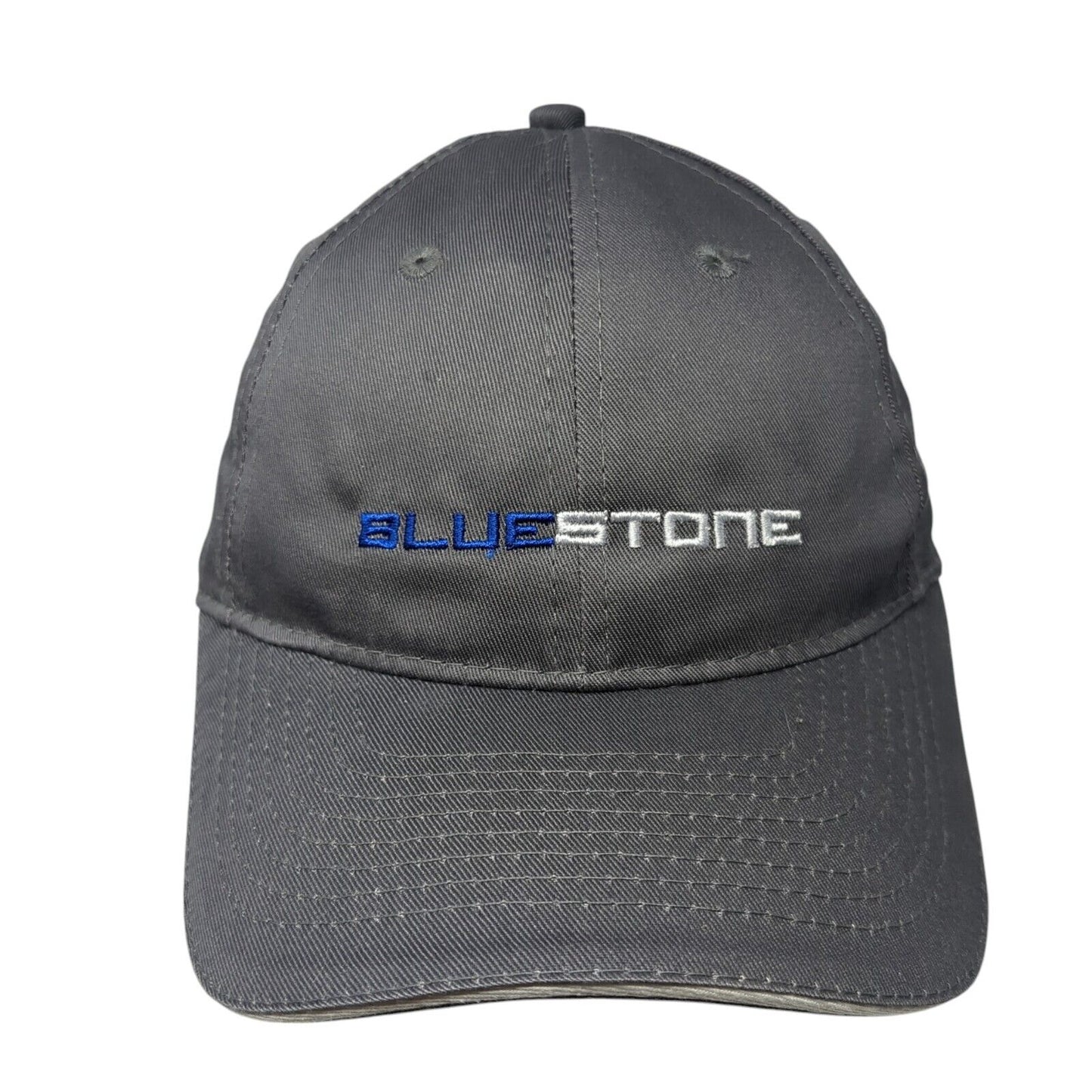 Blue Stone Strapback Hat Gray One Size Adjustable Embroidered Port & Company