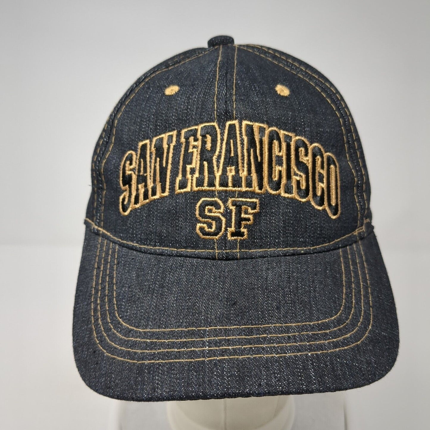 San Francisco SF Strapback Hat Blue One Size Adjustable Embroidered Lanza Cotton