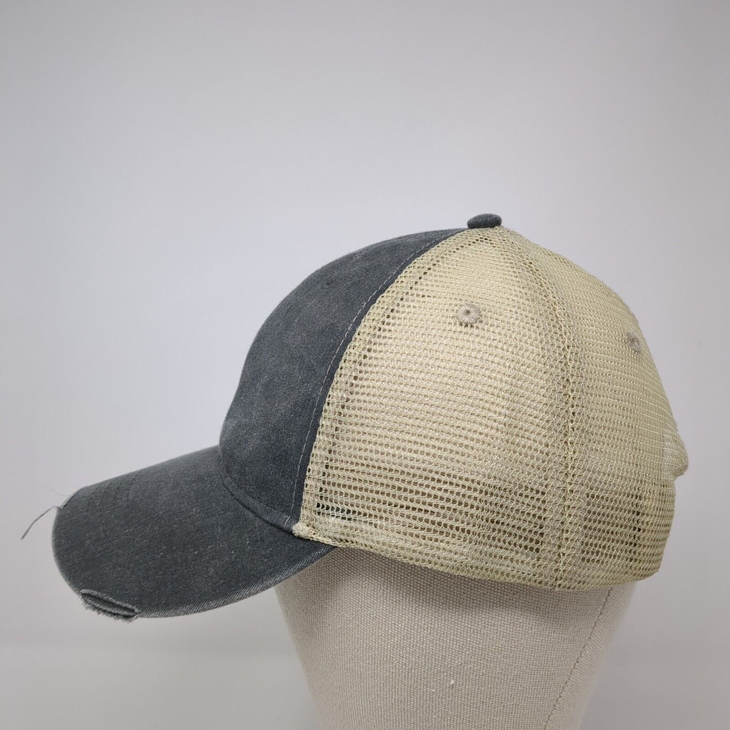 Adams Snapback Trucker Hat Gray One Size Adjustable Distressed Mesh Back Blank