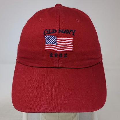 Old Navy Baseball Red S/M Slideback 2002 American Flag Embroidered Cotton Hat