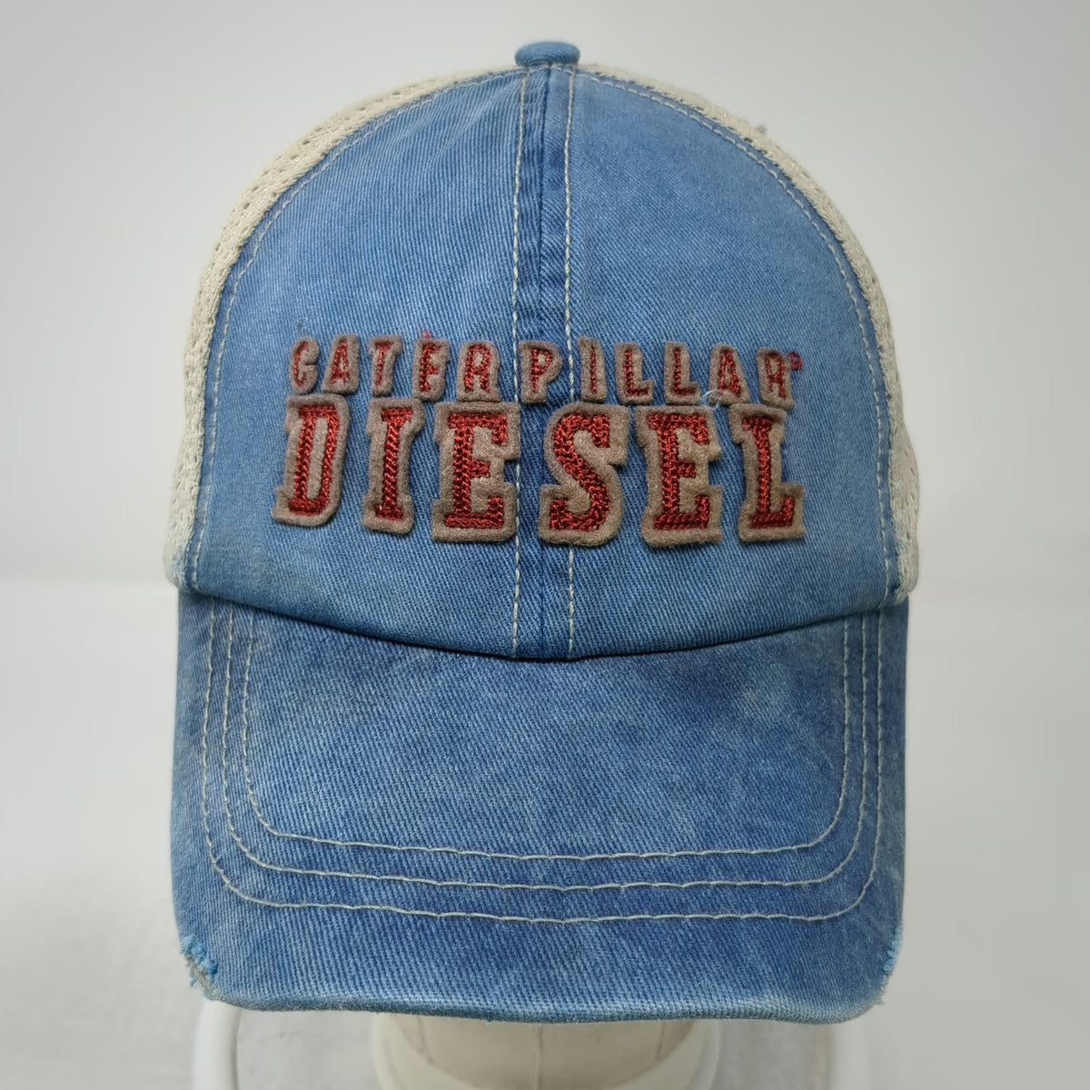 CAT Caterpillar Diesel Baseball Cap Blue One Size Mesh Back Slideback Hat