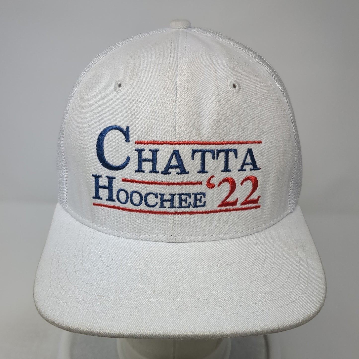 Chatta Hoochee '22 Alan Jackson Snapback Hat White One Size Adjustable Mesh Back