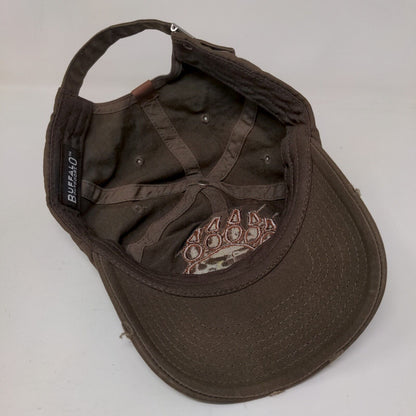 Bear Paw Slideback Hat Brown One Size Adjustable Distressed Buffalo Outdoors