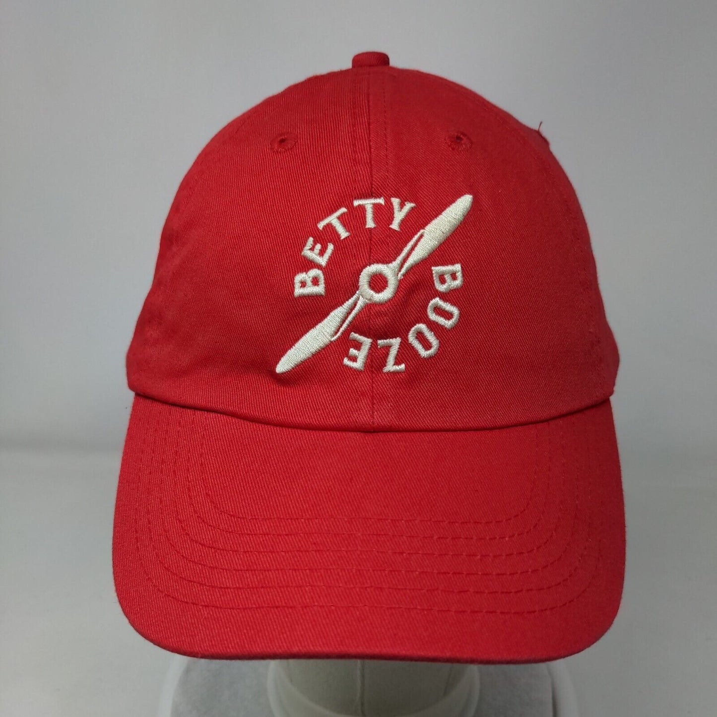 Betty Booze Slideback Hat Red One Size Adjustable Embroidered 6 Panel Cotton
