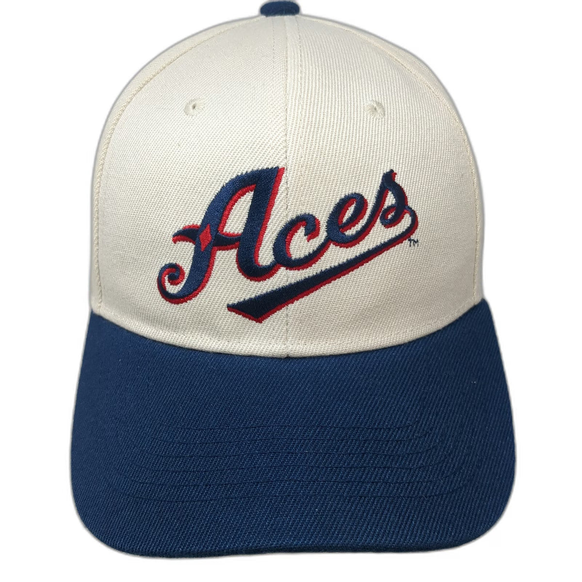 Reno Aces Snapback Hat White Blue Red One Size Script Logo Structured Polyester