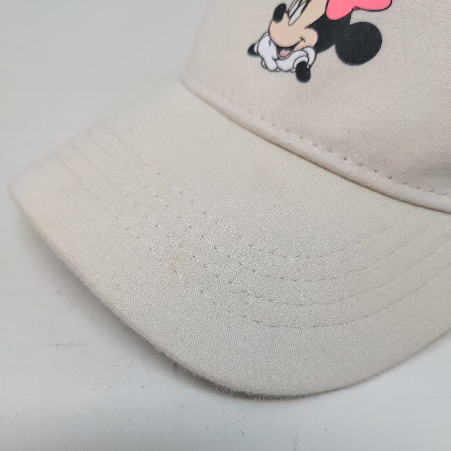 Minnie Mouse Fitted Hat Cream One Size Solid Vent Holes 5 Panel Disney