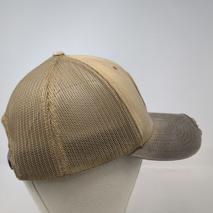 Columbia Trucker Hat Beige Gray One Size Mesh Back Mountain Patch Snapback