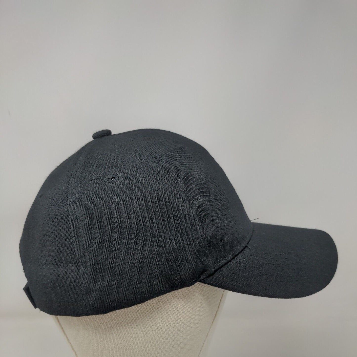 Unbranded Strapback Hat Black One Size Adjustable Vented Holes 6 Panel Blank