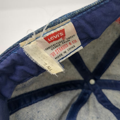 Levi's Baseball Cap Blue One Size Strapback Denim Suede Brim American Legend Hat