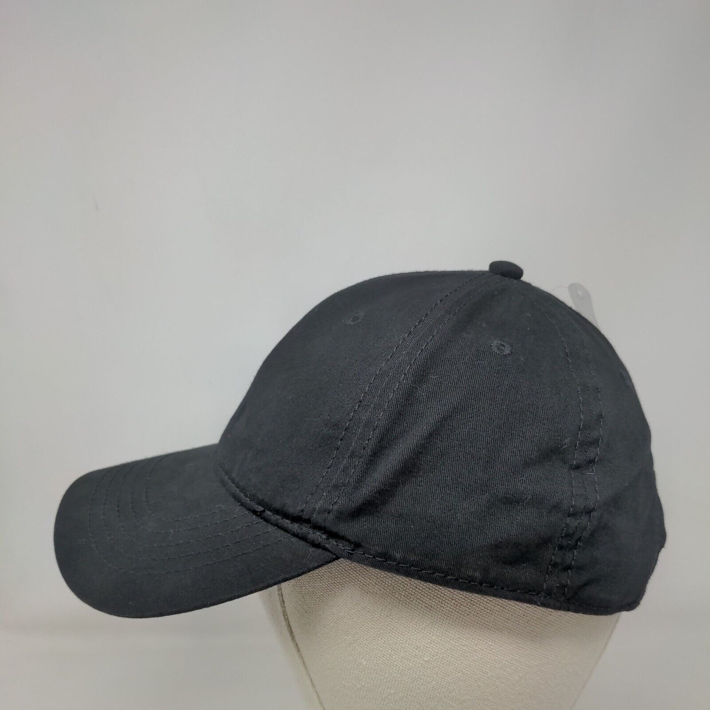 Unbranded Slideback Hat Black OSFM Adjustable Vented Holes 6 Panel Blank