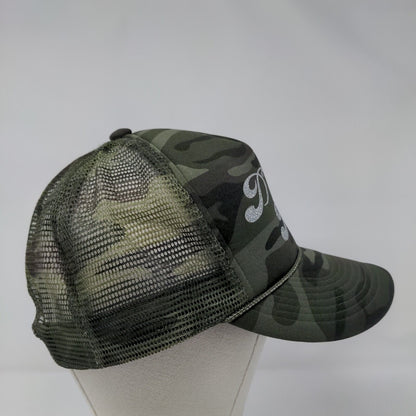 Dights Posse Snapback Trucker Hat Camouflage OSFA Adjustable Mesh Back Rope
