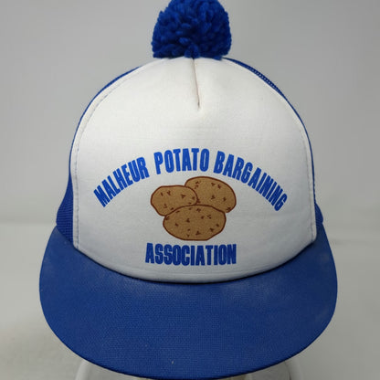 Malheur Potato Bargaining Association Trucker Hat Blue Pom Pom Mesh Vintage