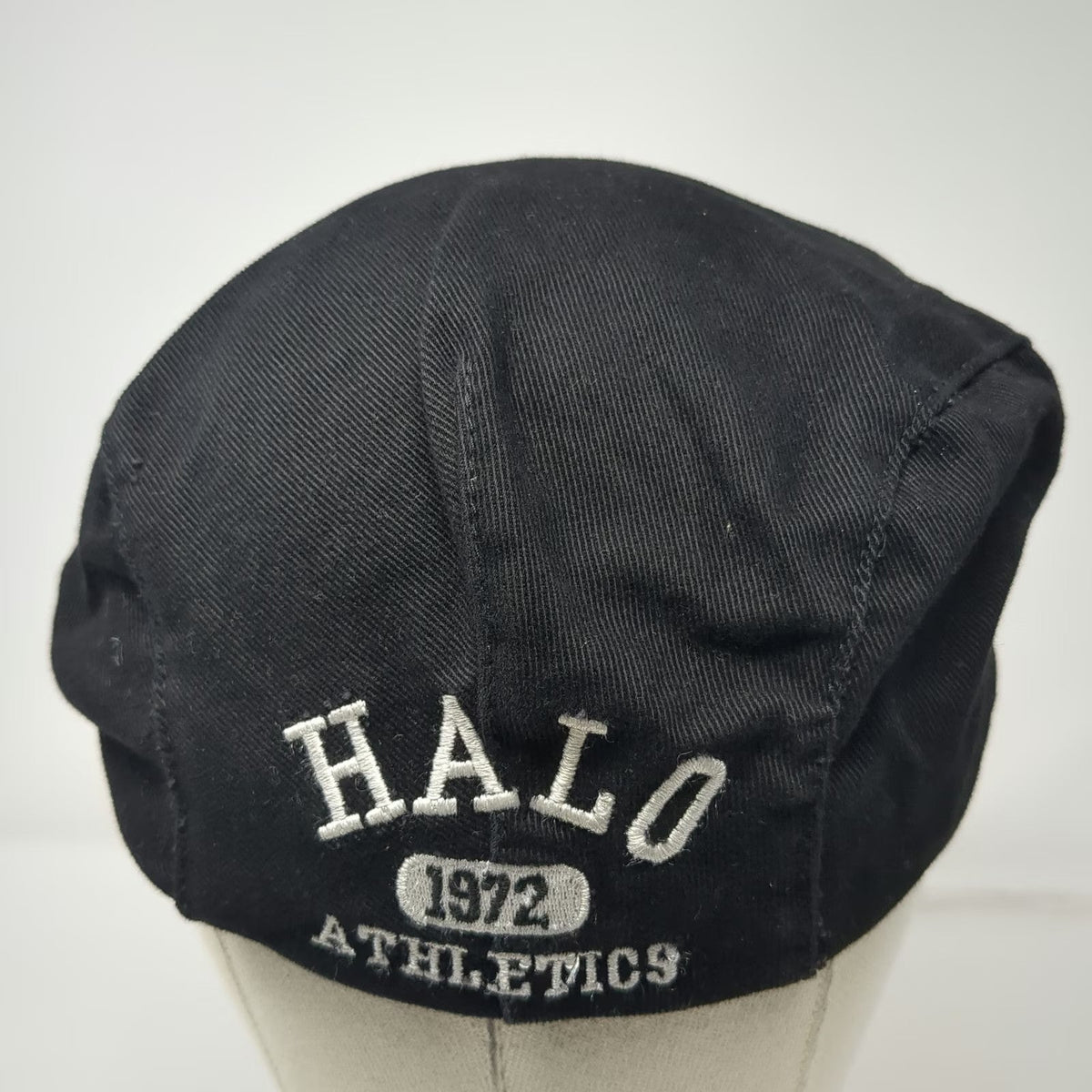 Roots Newsboy Cap Black L Fitted Halo 1972 Athletics Cotton Twill Fabric Hat