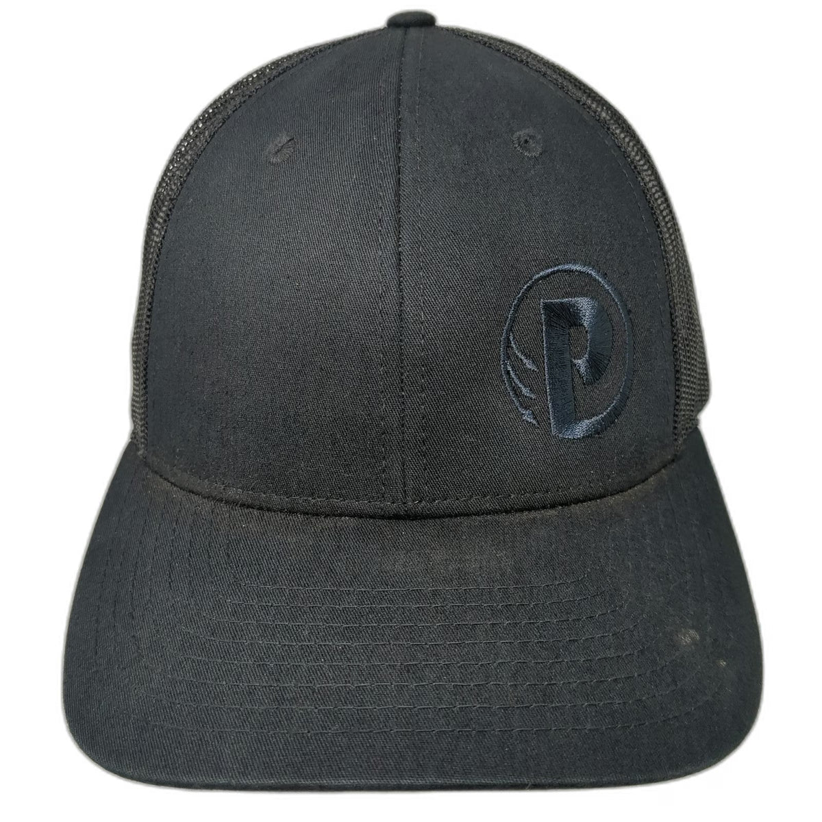 Richardson Trucker Hat Black L Power-Pole Tonal P Logo Mesh Snapback Baseball