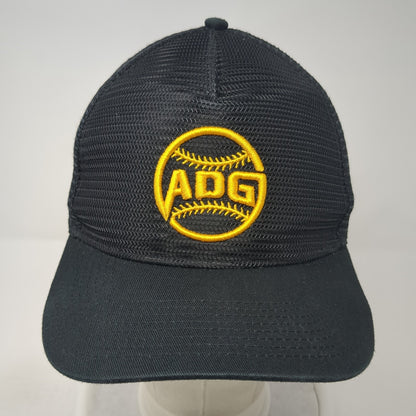 ADG Baseball Snapback Mesh Back Trucker Hat Black One Size Adjustable