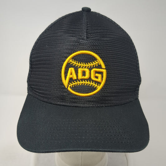 ADG Baseball Snapback Mesh Back Trucker Hat Black One Size Adjustable