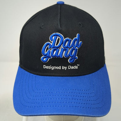Dad Gang 5 Panel Black Blue One Size Snapback Hat Logo Script Embroidery Graphic