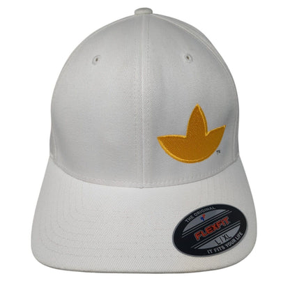 Yupoong Fitted Hat White L/XL Flexfit Embroidered Vented Holes 6 Panel
