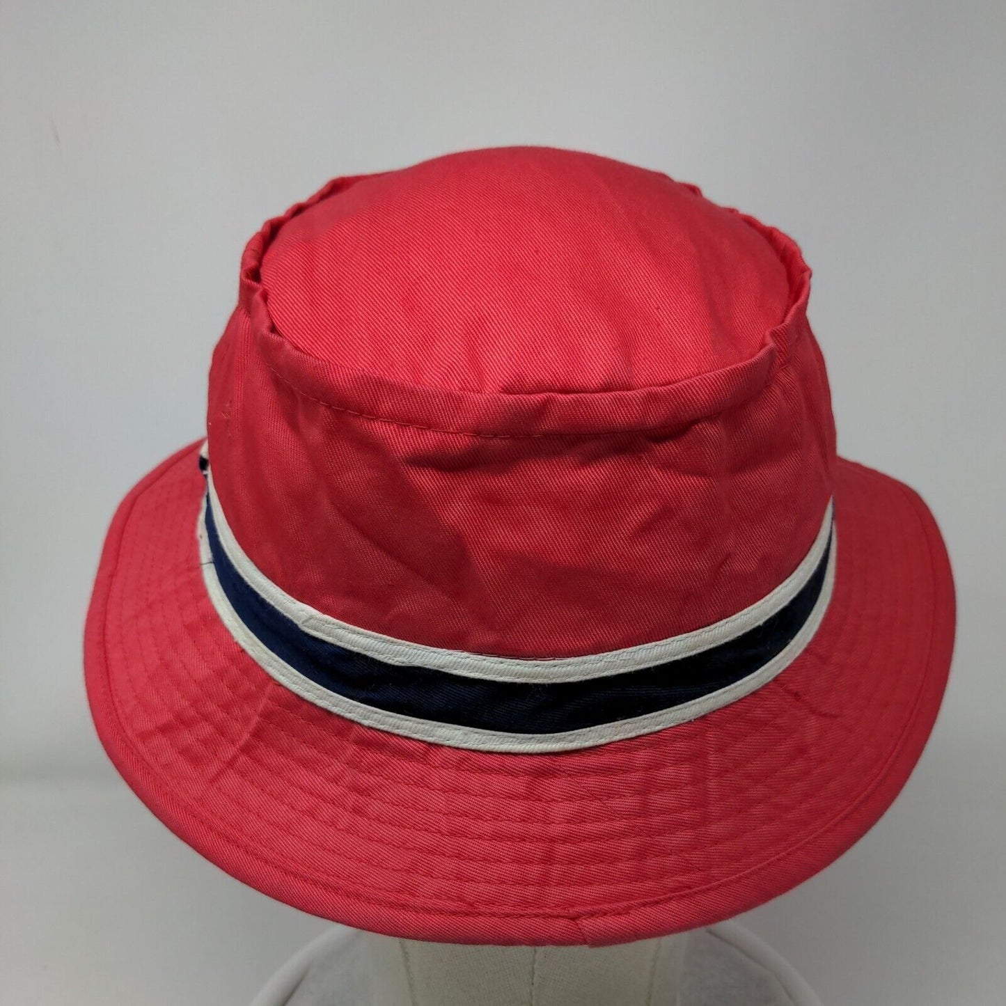 Paris Bucket Hat Red Small Striped Vent Holes Lined Outdoor Cotton