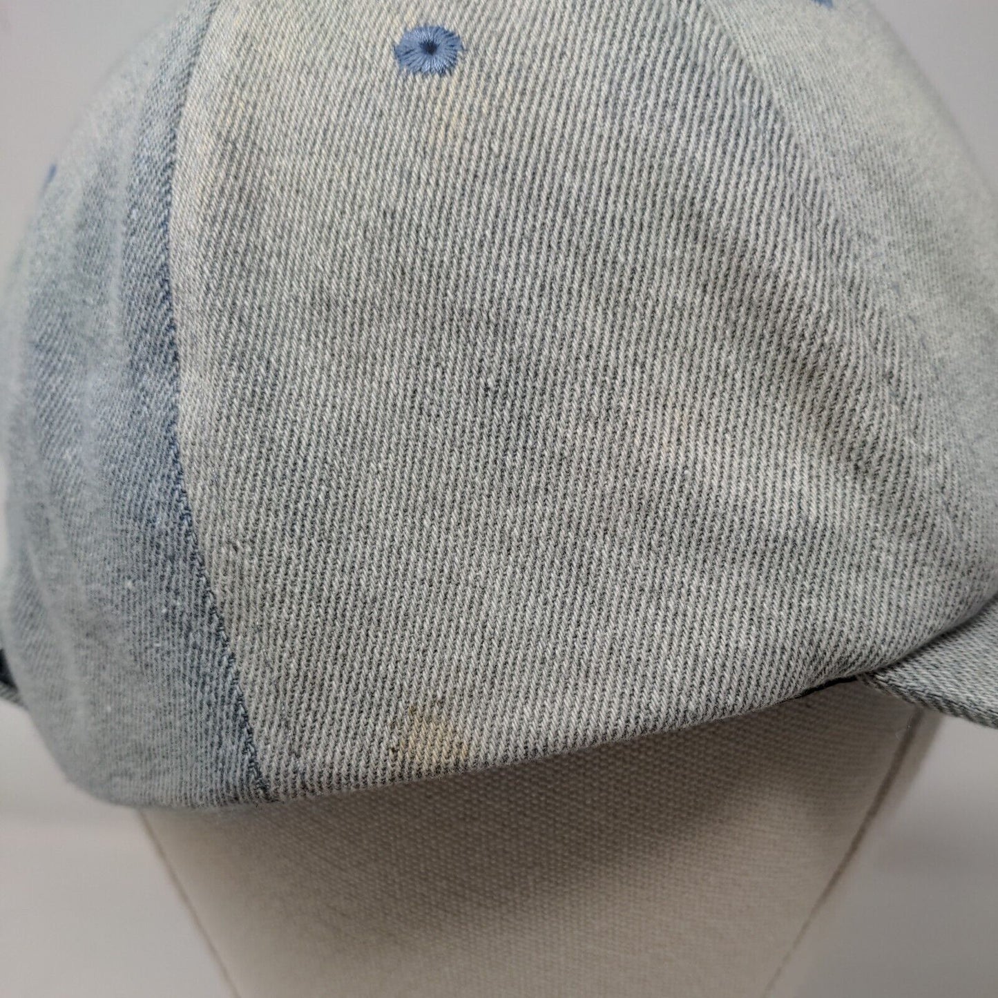 Rainbow Strapback Hat Blue One Size Embroidered Denim Vent Holes