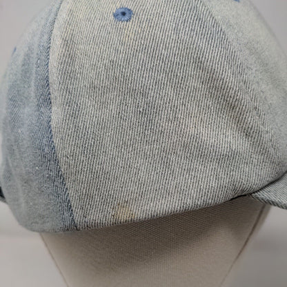 Rainbow Strapback Hat Blue One Size Embroidered Denim Vent Holes