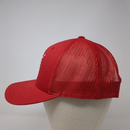 Yupoong Snapback Mesh Back Trucker Hat Red One Size Embroidered Logo