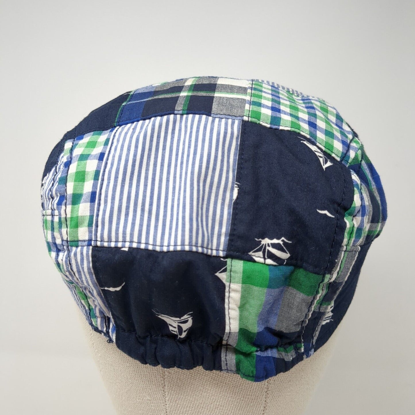Gymboree Beret Hat Multicolor Large Sailboat Plaid Lightweight Cotton