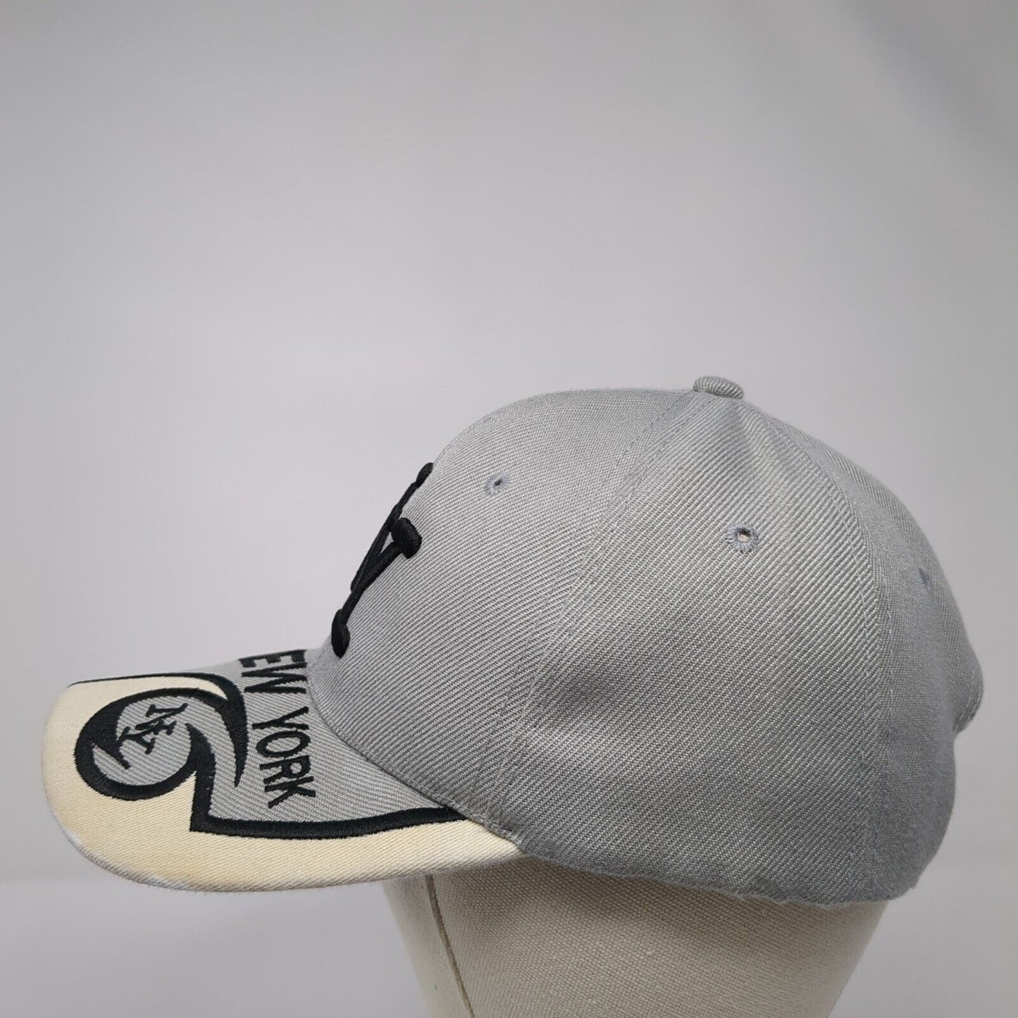NY New York Strapback Hat Gray One Size Adjustable Embroidered 6 Panel