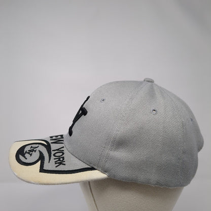 NY New York Strapback Hat Gray One Size Adjustable Embroidered 6 Panel