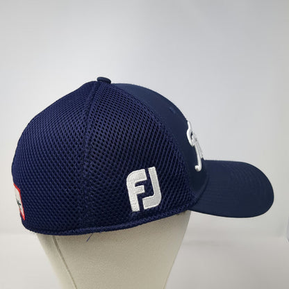 Titleist Baseball Cap Blue L New Era Mesh Back Pro V1 FJ Logo Stretch Fit Hat