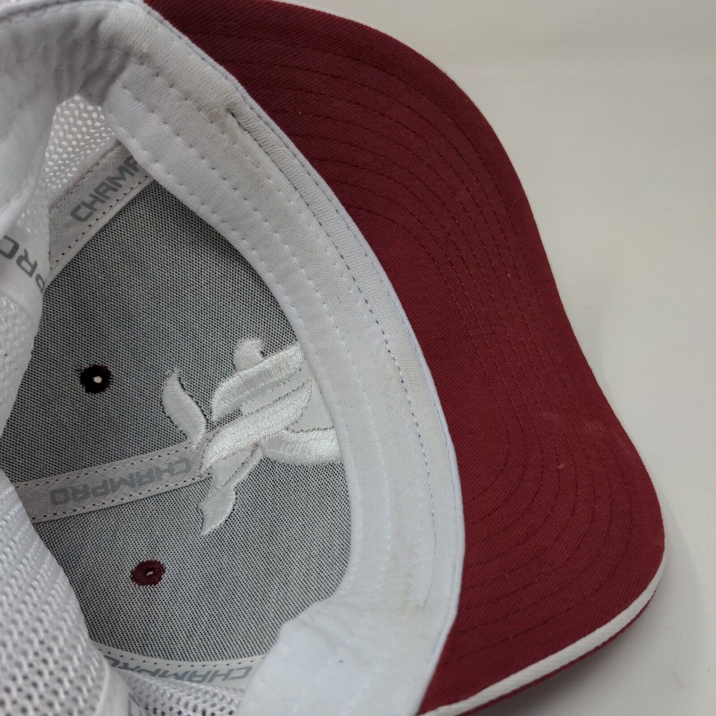 Champro Men's Fitted Mesh Back Hat White Red Size S-M Embroidered Big K Logo