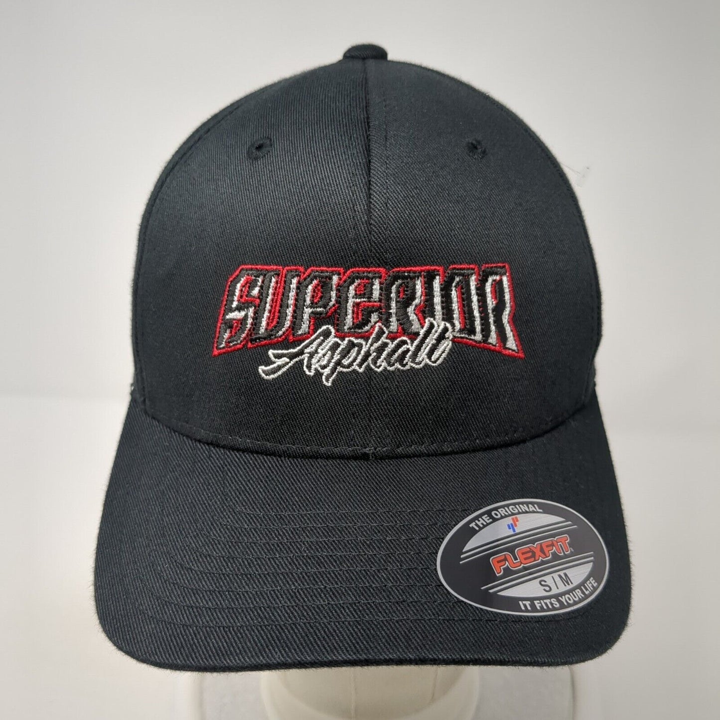 Superior Asphalt Fitted Hat Black S/M Stretch Flexfit Port Authority