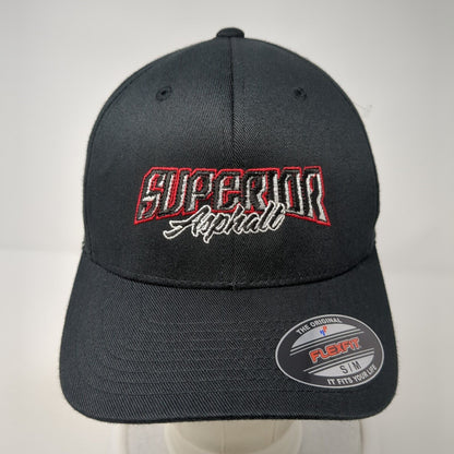 Superior Asphalt Fitted Hat Black S/M Stretch Flexfit Port Authority