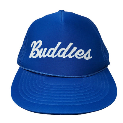 Buddies Snapback Mesh Back Rope Trucker Hat Blue OSFA Solid Speedway