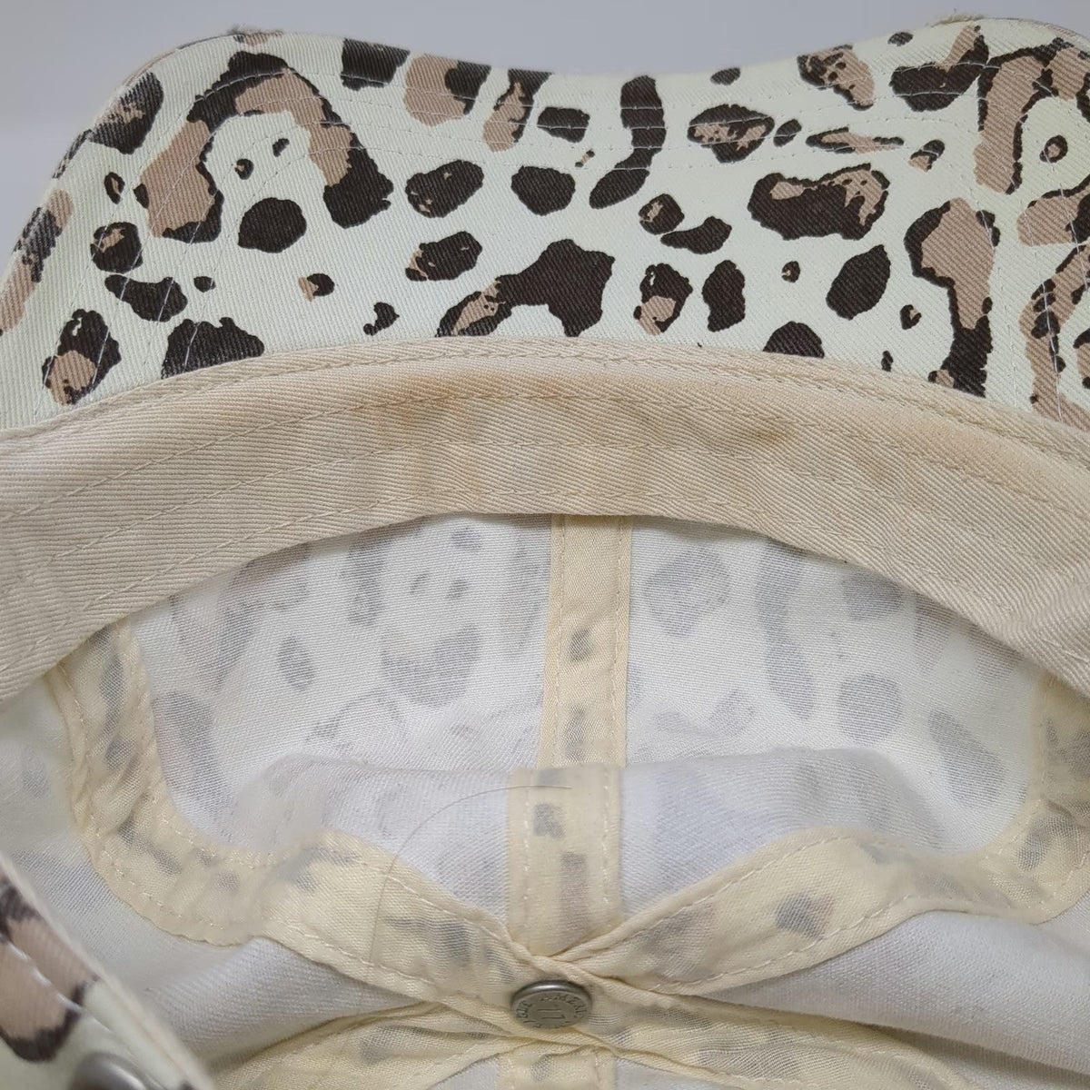 Aerie Baseball Cap White One Size Animal Print Leopard Distressed Brim Hat