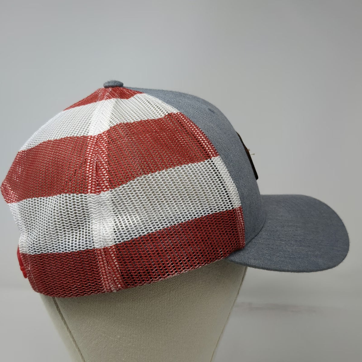Richardson Trucker Hat Gray One Size The Wild Race Leather Patch Stars Stripes