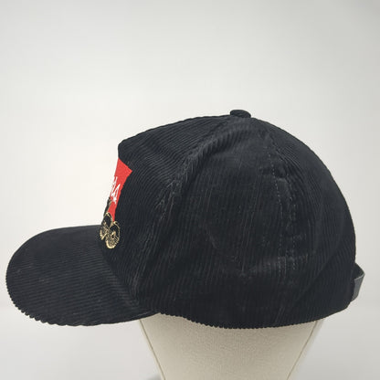 Coors Rodeo Slideback Hat Black One Size Solid Leather Strap Corduroy