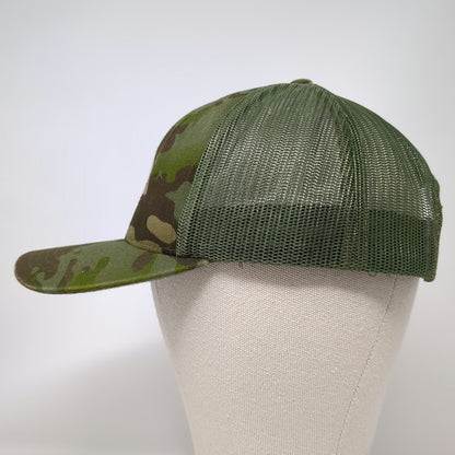 Yupoong Trucker Hat Green Camo One Size Mesh Snapback Quality Laminators