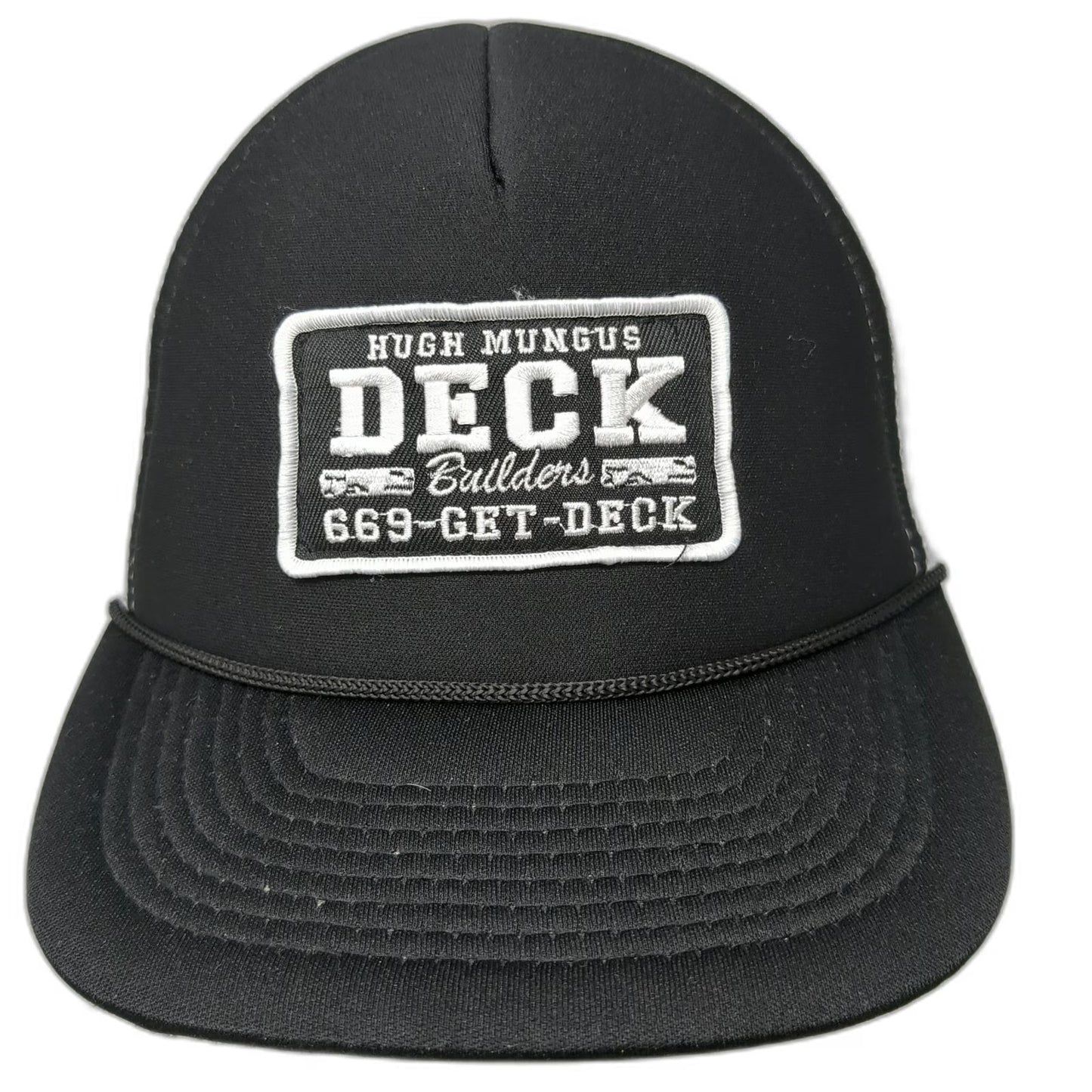 Spirit Trucker Hat Black White One Size Hugh Mungus Deck Builders Mesh Snapback