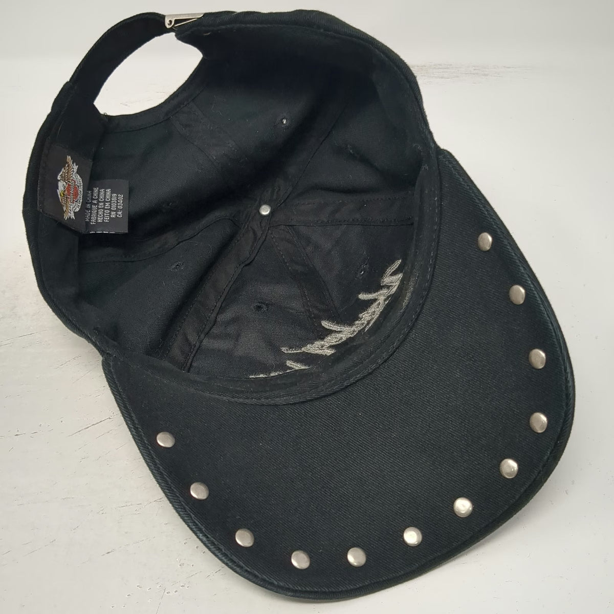 Harley-Davidson Baseball Cap Black One Size Silver Studded Hat Adjustable Script