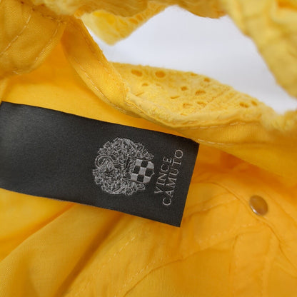 Vince Camuto Tie Back Hat Yellow One Size Adjustable Eyelet Floral