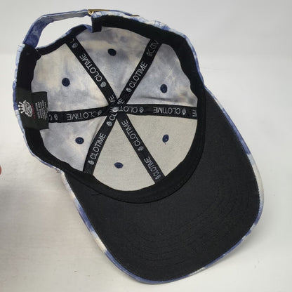 CLOTIME Blue Tie Dye Rose Embroidery Baseball Cap One Size Slideback Flower Hat