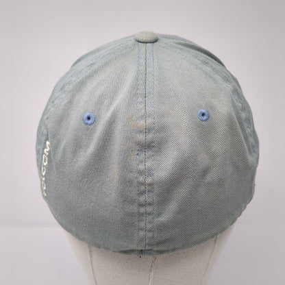 Volcom Fitted Hat Blue S/M Flexfit Lightweight Embroidered Logo 6 Panel