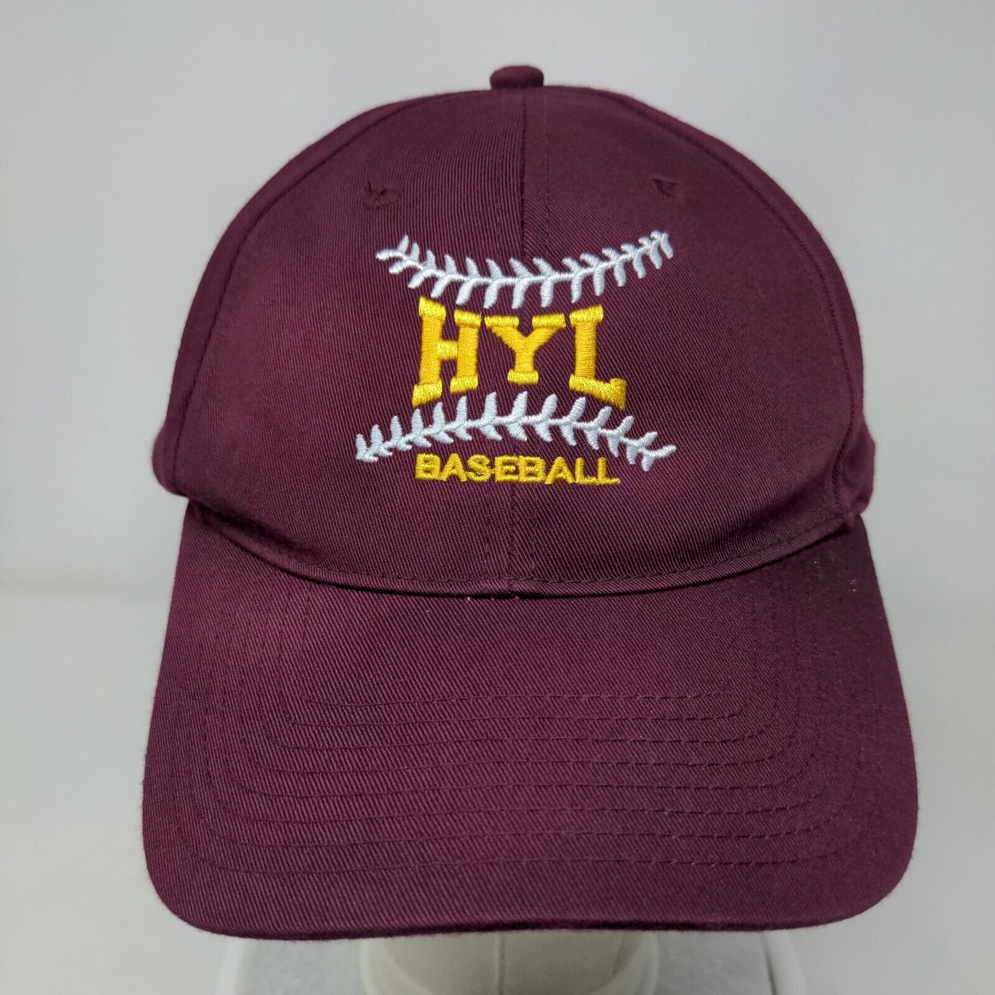 HYL Baseball Snapback Hat Red Burgundy M/L Embroidered Richardson
