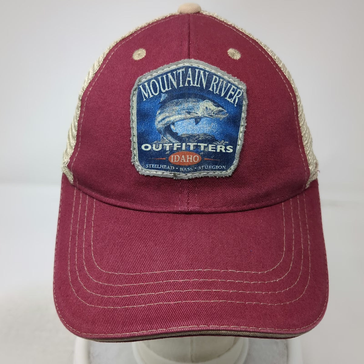 Cobra Baseball Cap Red Beige One Size Mesh Back Mountain River Outfitters Hat
