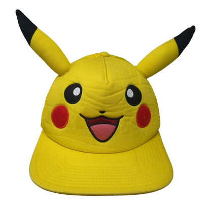 Pikachu Snapback Trucker Hat Yellow One Size Mesh Back Adjustable Pokemon