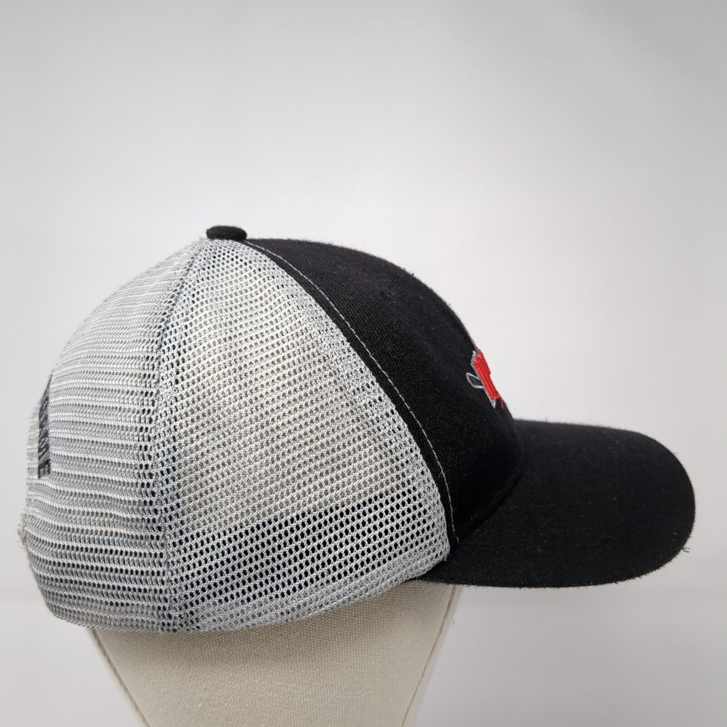 Hockey Shot Snapback Mesh Back Trucker Hat Black One Size Embroidered